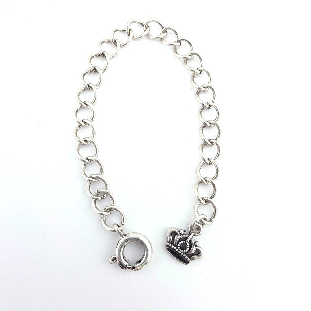 Vintage JUICY COUTURE Necklace Extender Crown Crystal Charm Silver Tone 4.5"